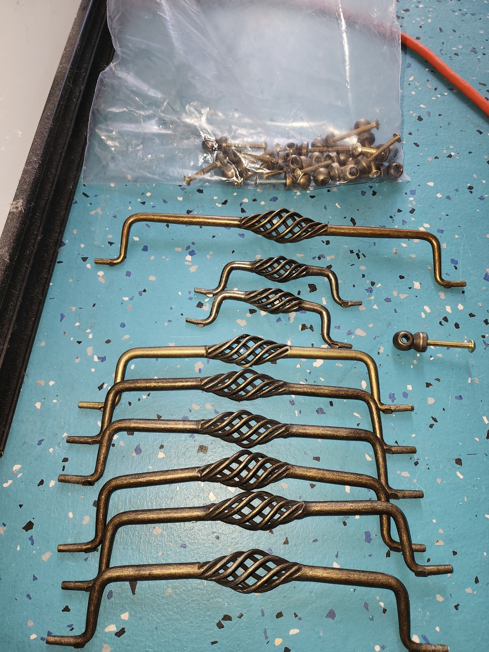 Antique Brass Twist Cabinet Pulls - Set of 9